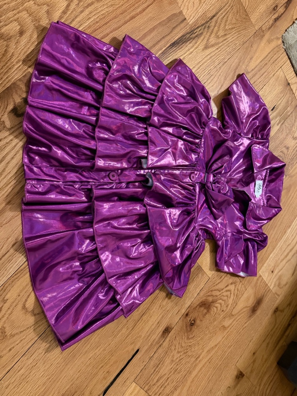 Lola + The Boys Shiny Purple Ruffle Dress